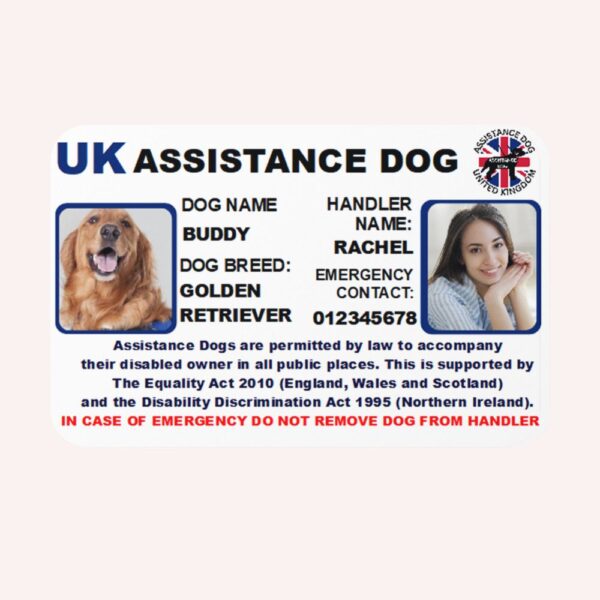 Assistance dog card