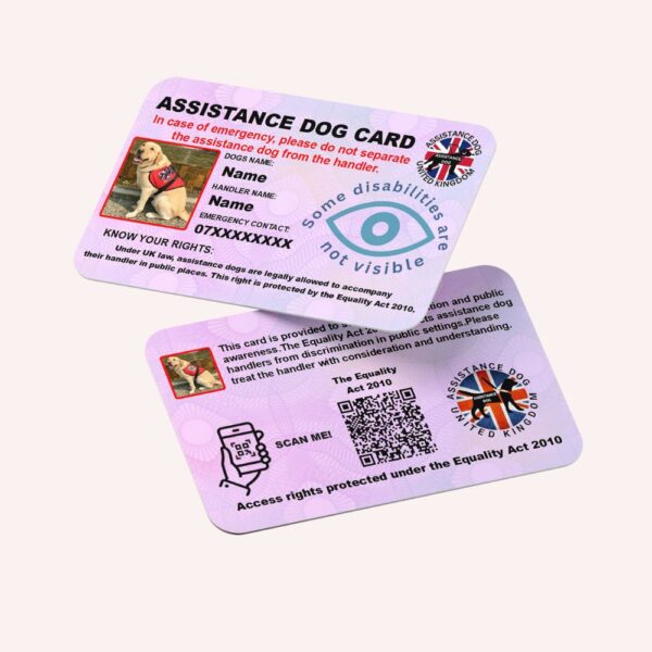 Custom Assistance Dog Card Double Side Printed