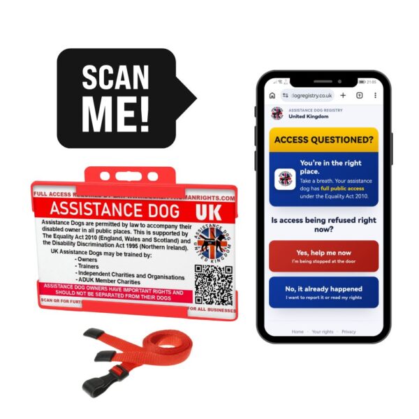 Assistance Dog Lanyard & Card with UK Equality Act QR Code