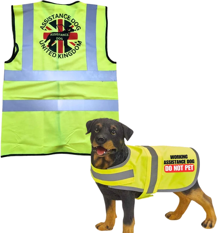 Hi-vis vest for the handler and a hi-vis coat for the dog